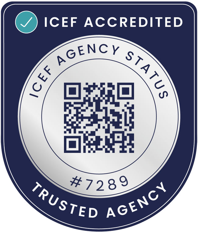 Huy hiệu ICEF Accredited Agency — VNIS Education, mã đại lý #7289