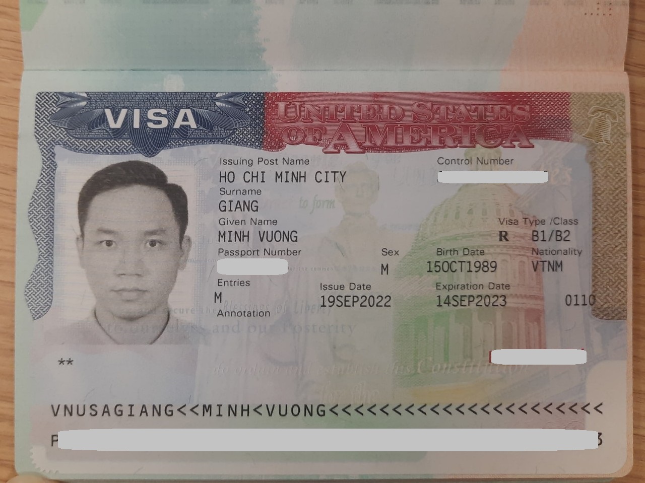 Visa Du lịch Mỹ: anh Giang Minh Vương